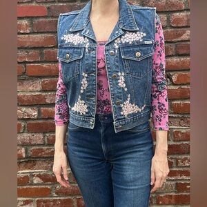 Embroidered Bill Blass Denim Vest
